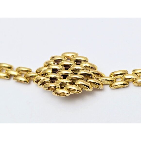 Unique 18K Yellow Gold Designer Cabochon Sapphire & Diamond Link Chain Necklace - Picture 16 of 16